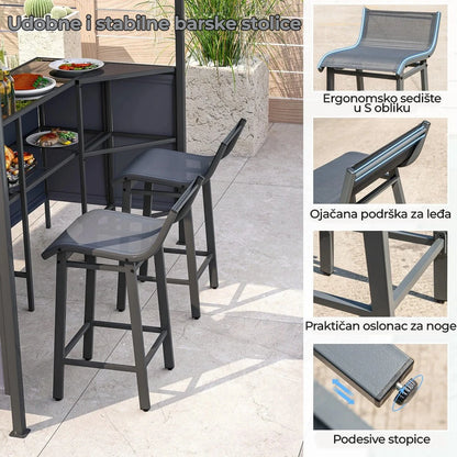 Barski set za terasu sa roštilj paviljonom – 245 × 245 cm
