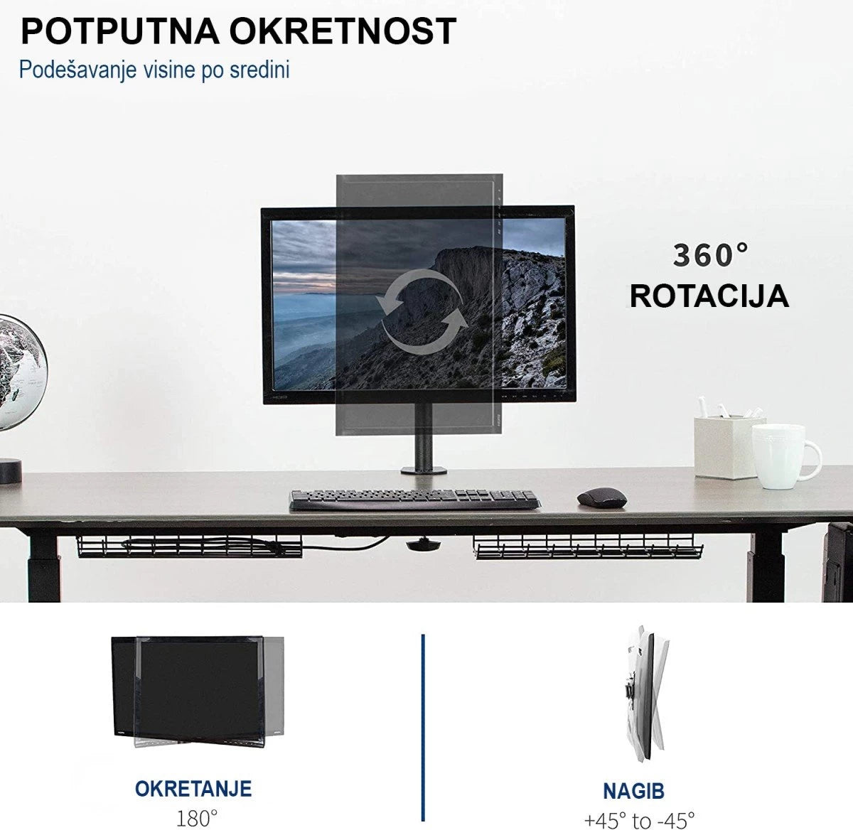 Podesivi Stoni Držač za Jedan Monitor MA-DF1-01 Gembird