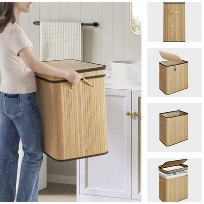 Korpa za Veš od Bambusa 60x54x35 cm 100L
