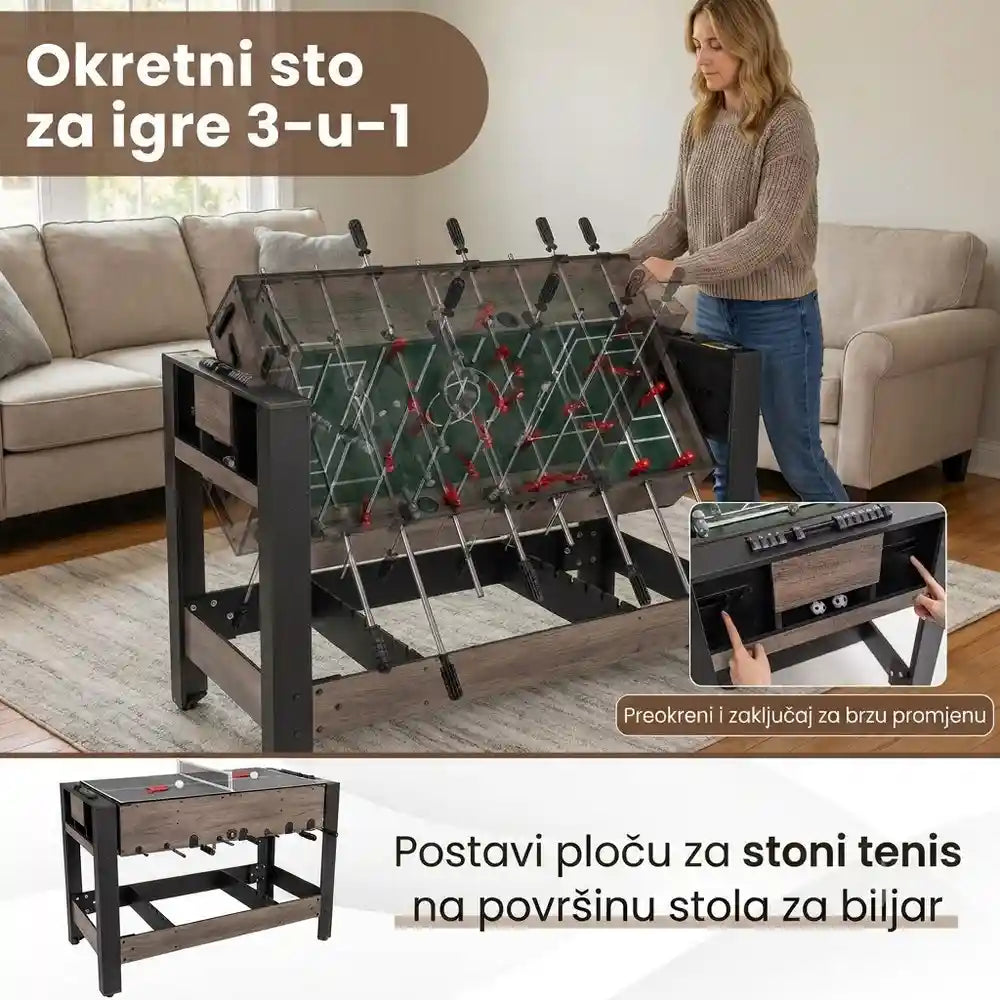 Sportivo 3u1 multifunkcionalni sto za stoni fudbal 125 cm