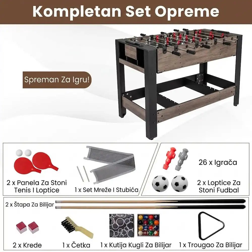 Sportivo 3u1 multifunkcionalni sto za stoni fudbal 125 cm
