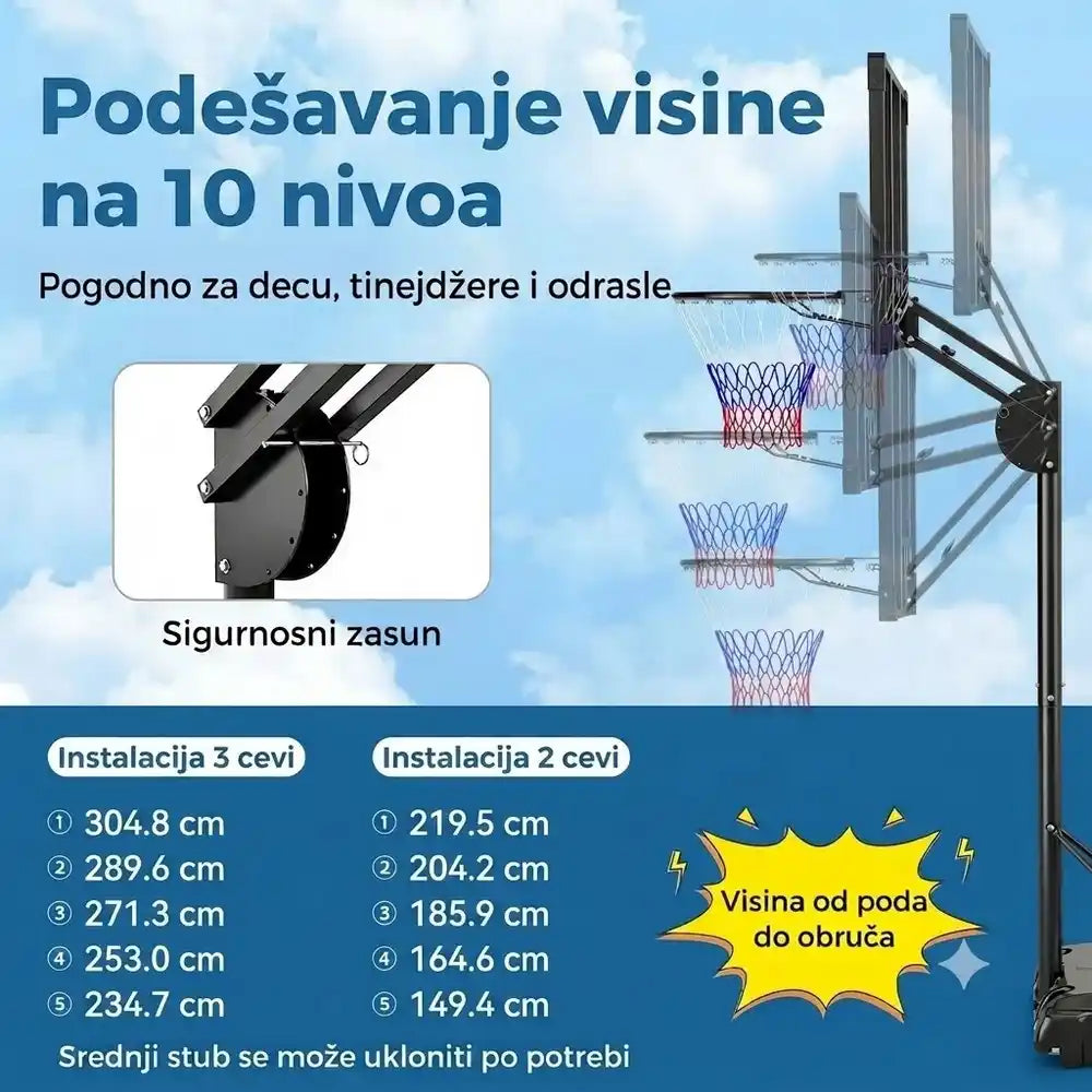 Sportivo Koš podesive visine od 150 do 305 cm