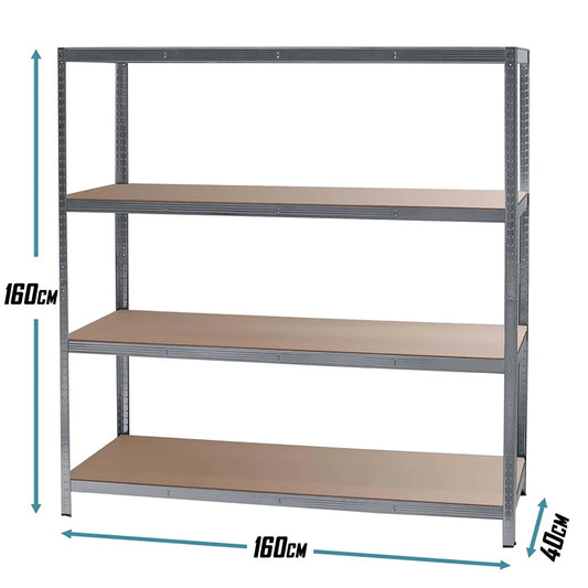 Pocinkovana metalna polica 160 x 160 x 40 cm – 4 nivoa