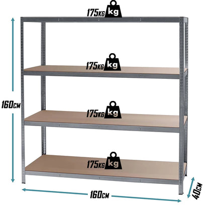 Pocinkovana metalna polica 160 x 160 x 40 cm – 4 nivoa