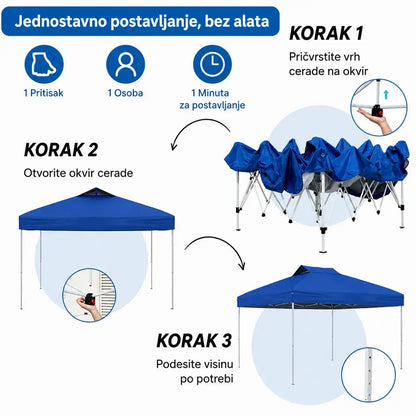 Venturo Garden 3x3m Plavi Paviljon sa mehanizmom