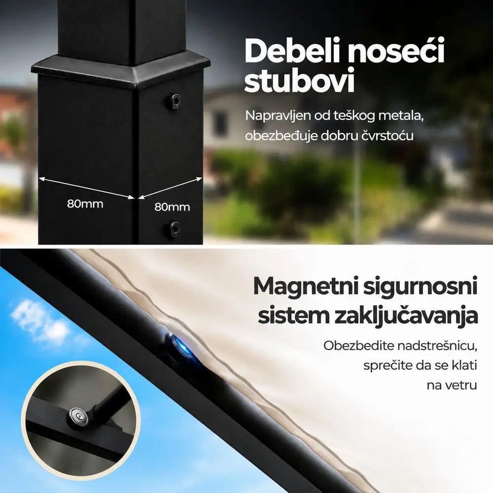 Venturo Prestige 3x3m Bež Pergola Čelična konstrukcija