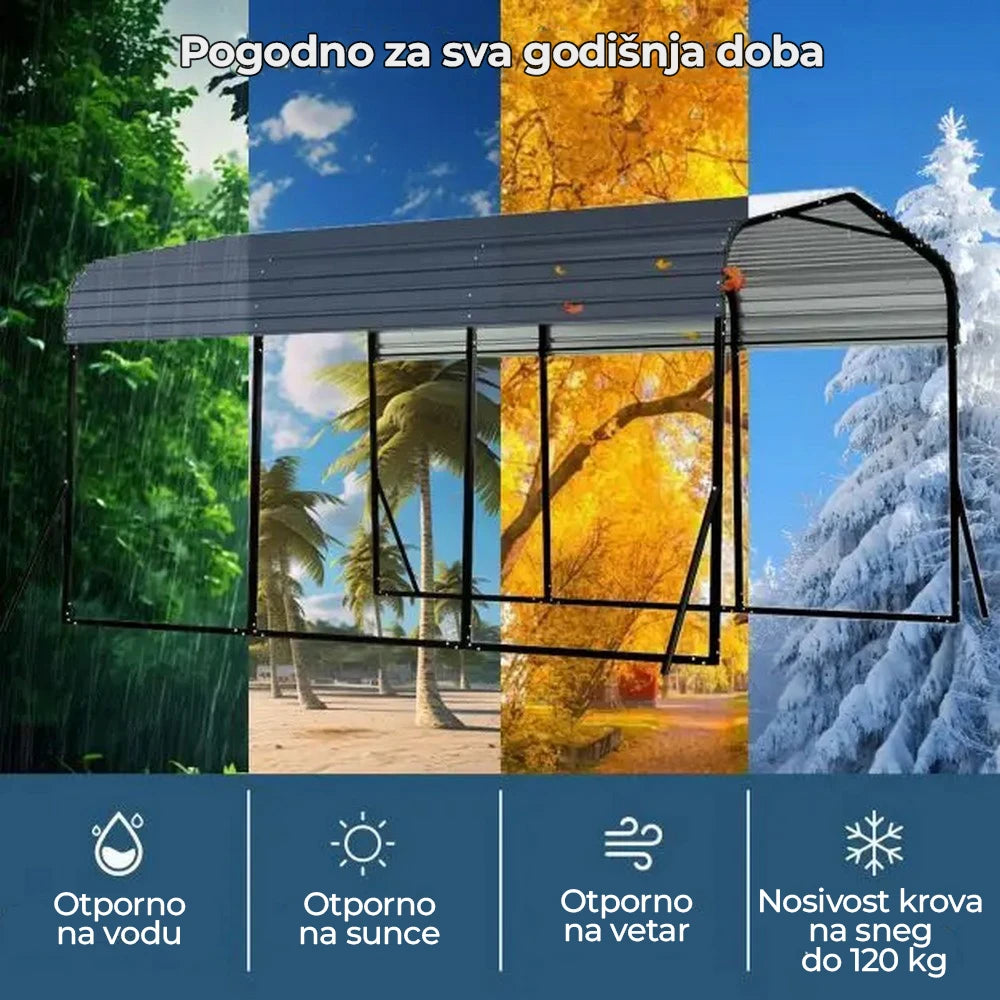 metalna garaža nadstrešnica za auto 440x300 cm