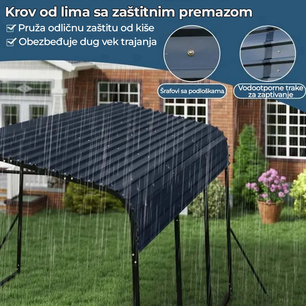 metalna garaža nadstrešnica za auto 440x300 cm