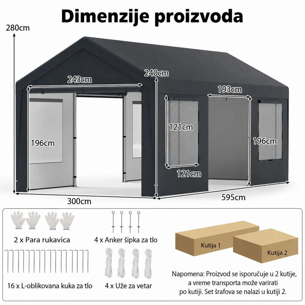garaža šator paviljon 600x300 cm