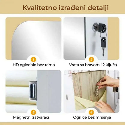 Zidno Ogledalo sa LED Ormarićem za Nakit i Šminku